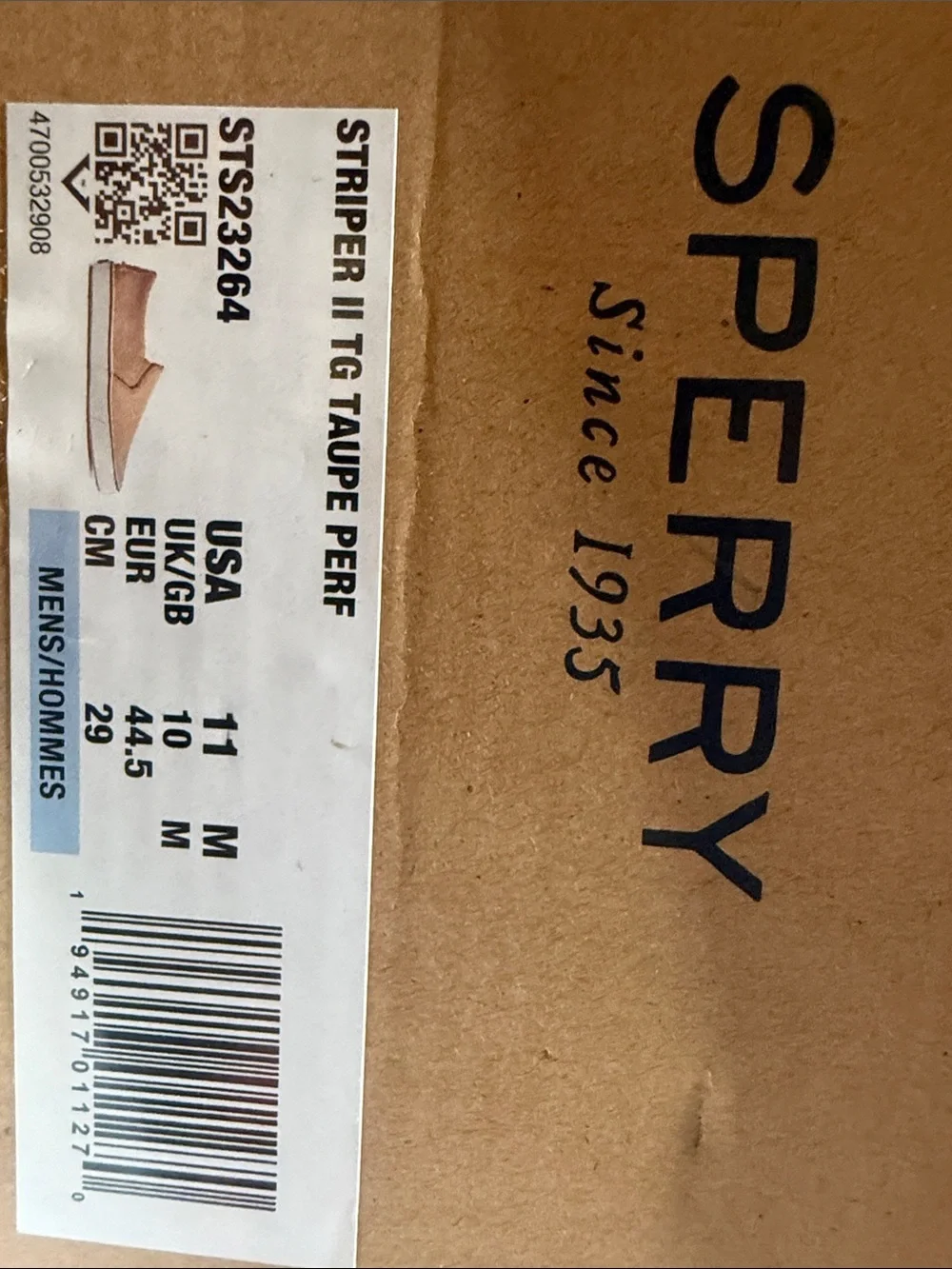 Sperry Men’s Tan Suede Slip-On Boat Shoes with Navy Insoles Size 11M UK/GB 10M